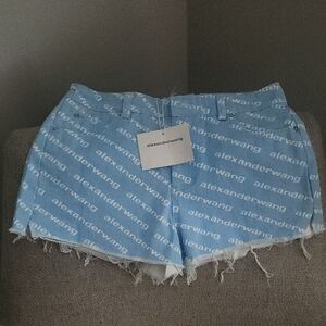 Alexander Wang Light Blue Logo Jean Shorts
